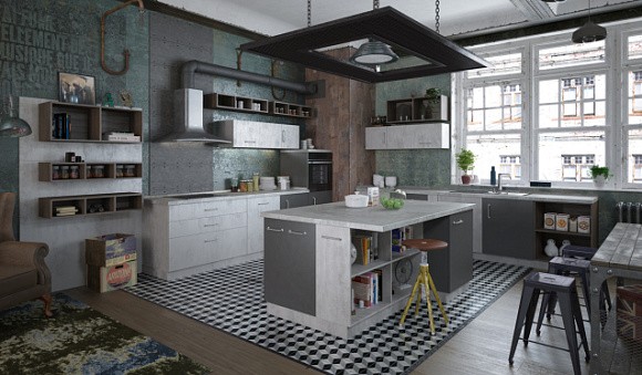 Кухня с открытыми полками